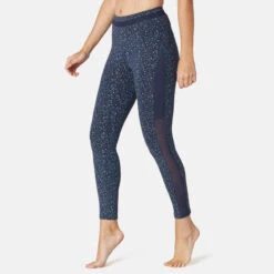 Legging 7/8 Sport Pilates Gym Douce Femme 520 Slim Bleu