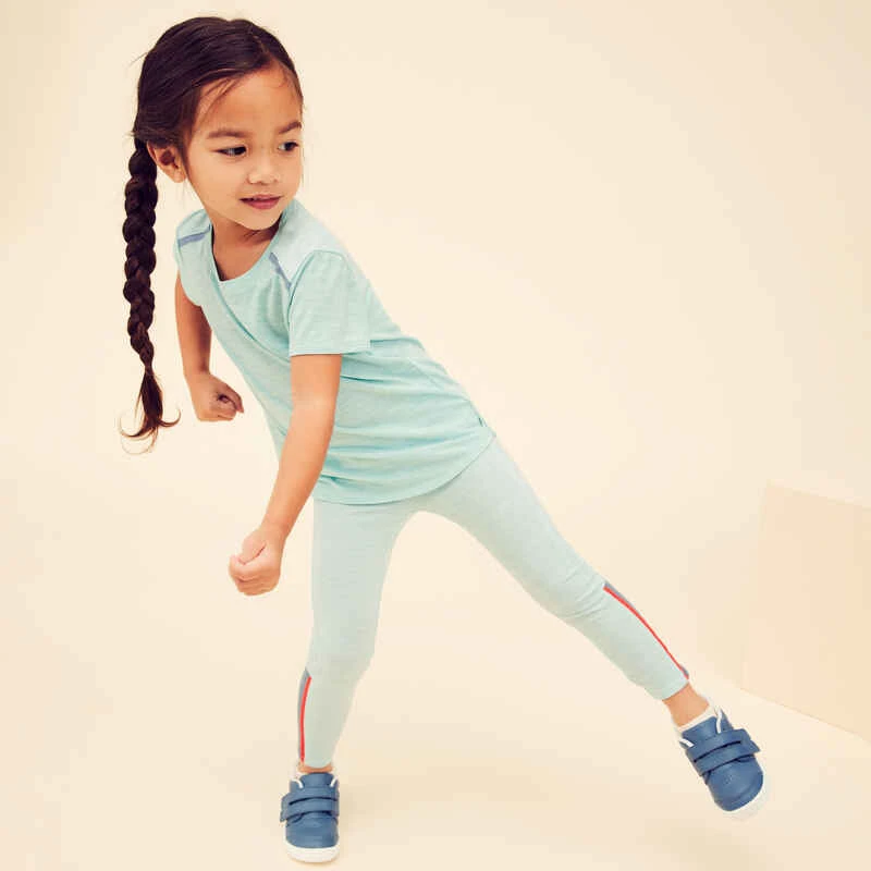 Legging Ajustable Respirant Enfant - 500 Turquoise 2 Legging Ajustable Respirant Enfant - 500 Turquoise – Image 2