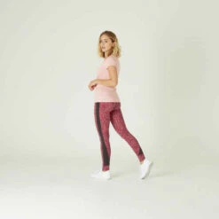 Legging Fitness Long Coton Extensible Taille Haute Femme - Rose Vif Avec Imprimé 10 Legging Fitness Long Coton Extensible Taille Haute Femme - Rose Vif Avec Imprimé -Magasin De Vêtements De Sport legging coton extensible fitness taille haute rose avec imprime 2