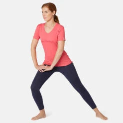 Legging Court De Sport Taille Haute 510 Femme 7/8 En Coton Bleu Marine -Magasin De Vêtements De Sport legging court de sport taille haute 510 femme 7slash8 en coton bleu marine 3