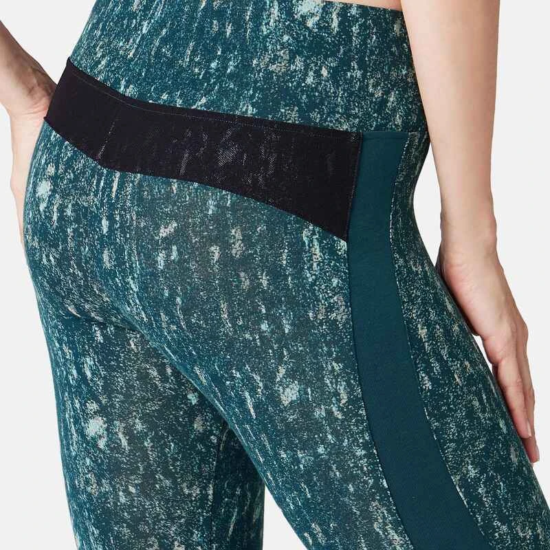 Legging Court De Sport Taille Haute 520 Femme 7/8 En Coton Bleu Canard Printé 6 Legging Court De Sport Taille Haute 520 Femme 7/8 En Coton Bleu Canard Printé – Image 6