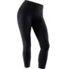 Legging Court De Sport Taille Haute 520 Femme 7/8 En Coton Noir