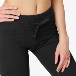 Legging Fitness Long Coton Extensible Bas Resserable Femme - Fit+ Noir -Magasin De Vêtements De Sport legging de sport regular 500 femme noir 3