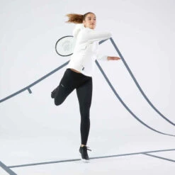 Artengo Legging Tennis Dry Femme - HIP BALL Noir -Magasin De Vêtements De Sport legging de tennis femme leg th 900 noir camo 2