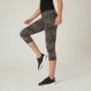 Legging Fitness 7/8 Coton Extensible Court Et Gainant Femme - Gris Violacé
