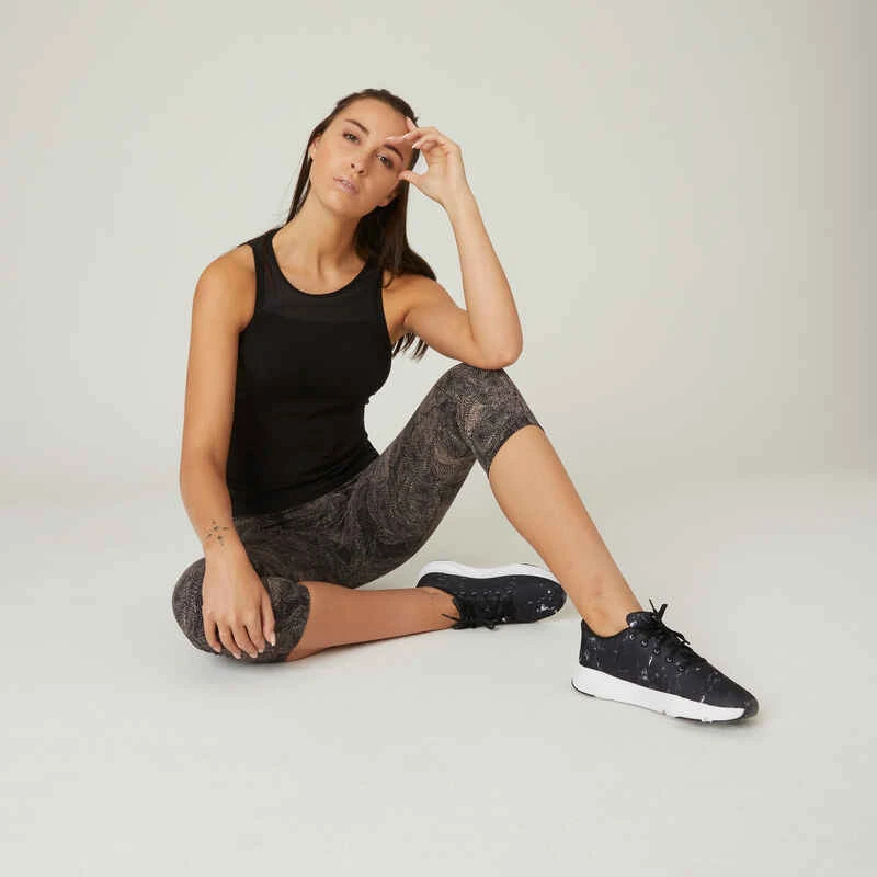 Legging Fitness 7/8 Coton Extensible Court Et Gainant Femme - Gris Violacé 3 Legging Fitness 7/8 Coton Extensible Court Et Gainant Femme - Gris Violacé – Image 3