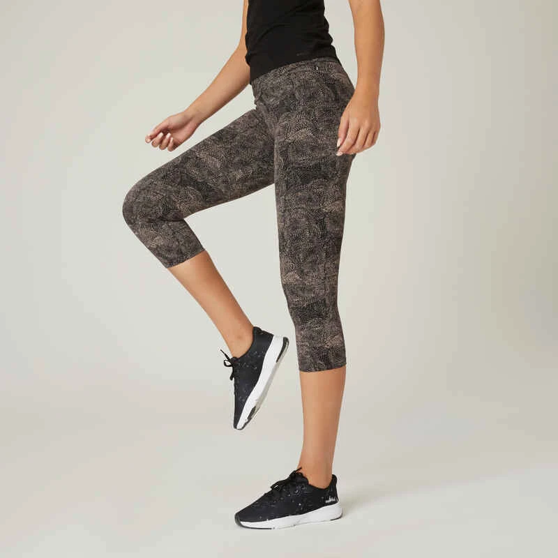 Legging Fitness 7/8 Coton Extensible Court Et Gainant Femme - Gris Violacé 1 Legging Fitness 7/8 Coton Extensible Court Et Gainant Femme - Gris Violacé
