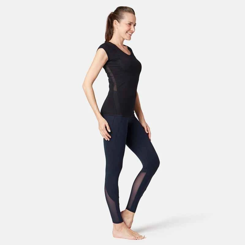 Legging Sport Taille Haute 520 Femme En Coton Bleu Marine 2 Legging Sport Taille Haute 520 Femme En Coton Bleu Marine – Image 2
