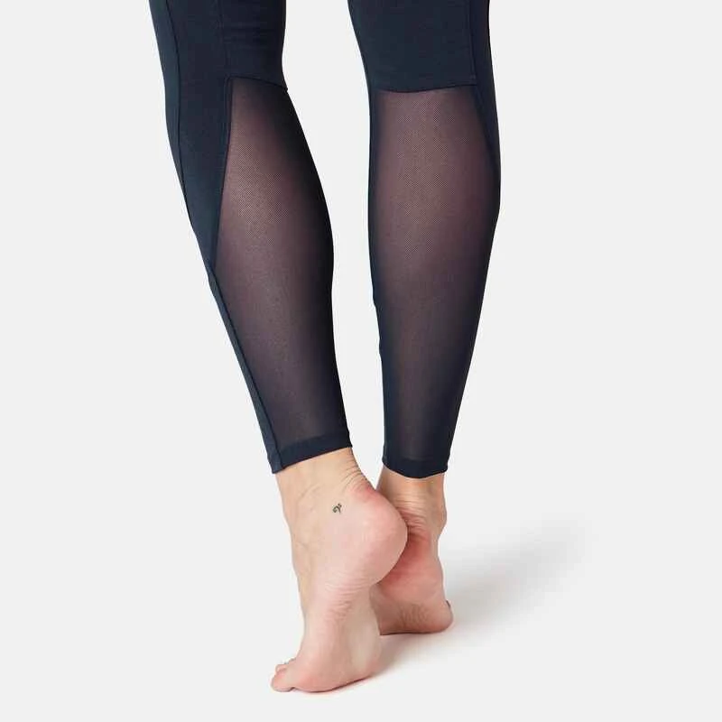Legging Sport Taille Haute 520 Femme En Coton Bleu Marine 5 Legging Sport Taille Haute 520 Femme En Coton Bleu Marine – Image 5