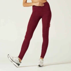 Legging Fitness Long Coton Extensible Femme - Fit+ Bordeaux Avec Imprimé 21 Legging Fitness Long Coton Extensible Femme - Fit+ Bordeaux Avec Imprimé -Magasin De Vêtements De Sport legging sport taille haute fit 500 femme en coton noir printe 3