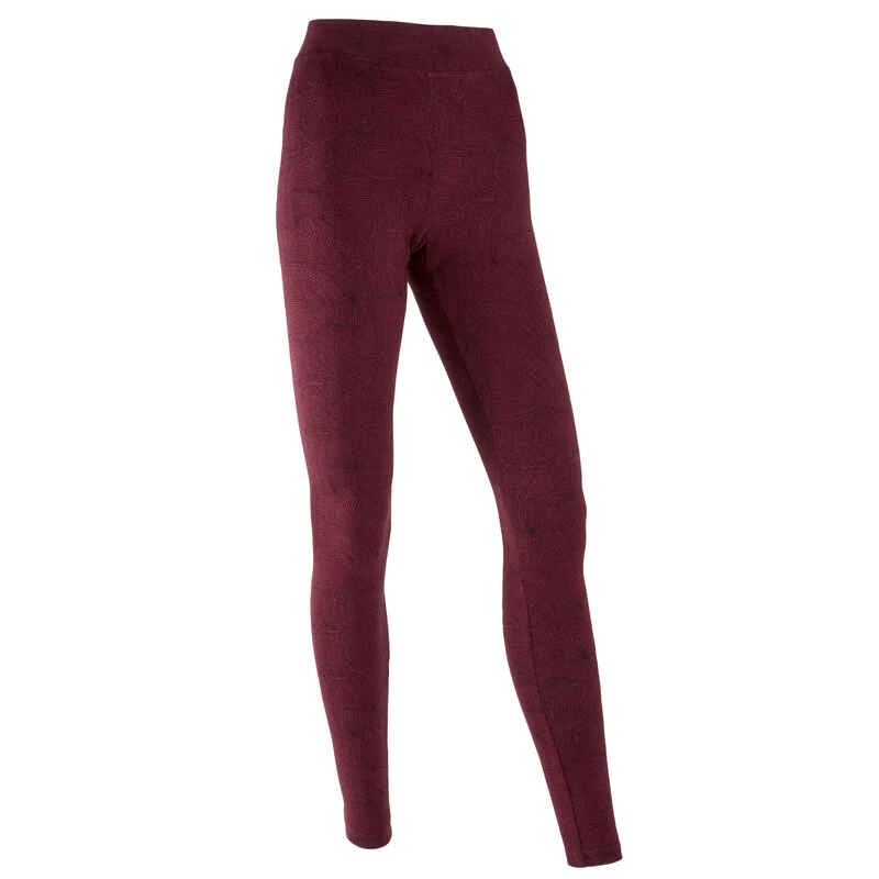Legging Fitness Long Coton Extensible Femme - Fit+ Bordeaux Avec Imprimé 8 Legging Fitness Long Coton Extensible Femme - Fit+ Bordeaux Avec Imprimé – Image 8