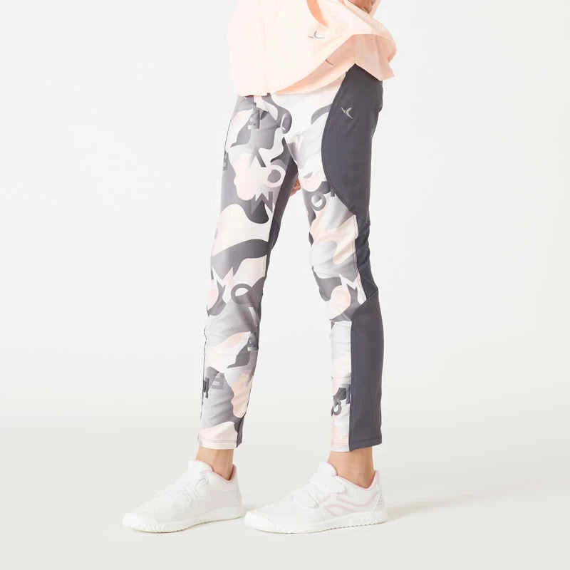 Legging Fille Synthétique Respirant - S500 Gris Et Rose Avec Imprimé 1 Legging Fille Synthétique Respirant - S500 Gris Et Rose Avec Imprimé