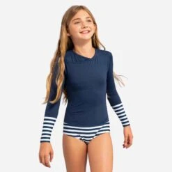 Maillot 1 Pièce Manches Longues Fille MAYA Bleu Marine -Magasin De Vêtements De Sport maillot 1 piece manches longues fille maya bleu marine 7
