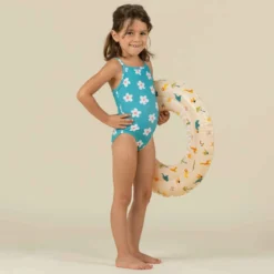 Maillot De Bain Bébé Fille Une Pièce Bleu Avec Imprimé Fleurs -Magasin De Vêtements De Sport maillot de bain bebe fille une piece bleu avec imprime fleurs 4