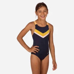 Maillot De Bain De Natation Fille 1 Pièce Vega+ Navy Chevron