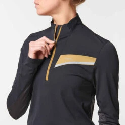 MAILLOT DE TRAIL RUNNING MANCHES LONGUES ZIP FEMME NOIR BRONZE -Magasin De Vêtements De Sport maillot manches longues trail running femme noir bronze 2