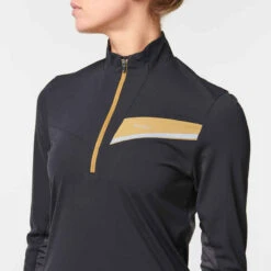 MAILLOT DE TRAIL RUNNING MANCHES LONGUES ZIP FEMME NOIR BRONZE -Magasin De Vêtements De Sport maillot manches longues trail running femme noir bronze 3