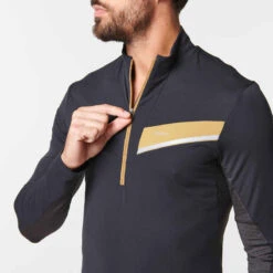 MAILLOT DE TRAIL RUNNING MANCHES LONGUES ZIP HOMME NOIR BRONZE -Magasin De Vêtements De Sport maillot manches longues trail running homme noir bronze 3