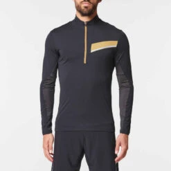 MAILLOT DE TRAIL RUNNING MANCHES LONGUES ZIP HOMME NOIR BRONZE -Magasin De Vêtements De Sport maillot manches longues trail running homme noir bronze 9