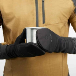 Moufles-mitaines Chaudes Et Coupe-vent De Trek Montagne -TREK 500 Noir - Adulte -Magasin De Vêtements De Sport moufles mitaines chaudes et coupe vent homme femme mt500 noir 6