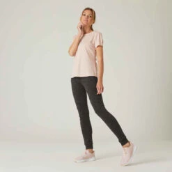 Pantalon Jogging Slim Fitness Femme - 520 Gris Chiné -Magasin De Vêtements De Sport pantalon de jogging 520 femme gris 2