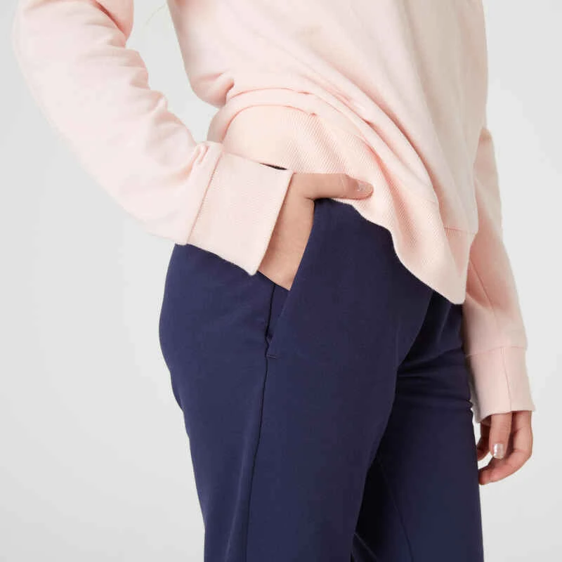 Pantalon De Jogging French Terry Droit Coton Enfant Fille - 100 Marine 2 Pantalon De Jogging French Terry Droit Coton Enfant Fille - 100 Marine – Image 2