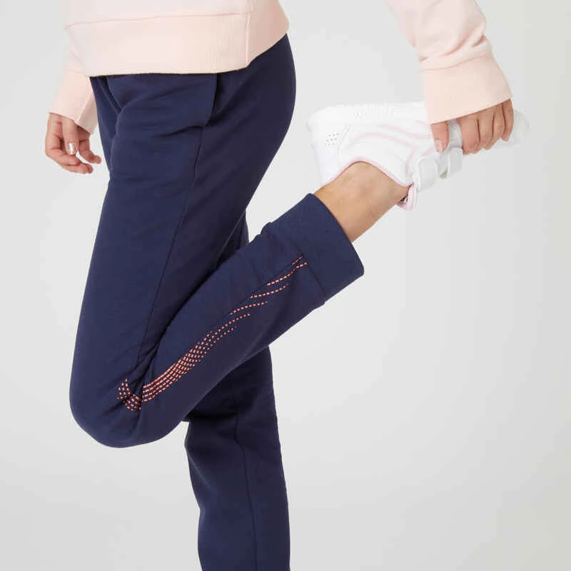 Pantalon De Jogging French Terry Droit Coton Enfant Fille - 100 Marine 3 Pantalon De Jogging French Terry Droit Coton Enfant Fille - 100 Marine – Image 3