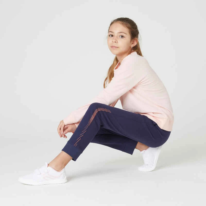 Pantalon De Jogging French Terry Droit Coton Enfant Fille - 100 Marine 6 Pantalon De Jogging French Terry Droit Coton Enfant Fille - 100 Marine – Image 6