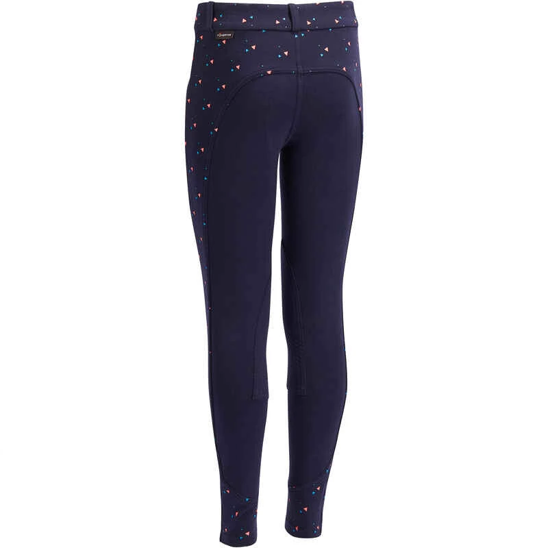 Pantalon équitation Fille 120 PRINT Marine à Points Rose 2 Pantalon équitation Fille 120 PRINT Marine à Points Rose – Image 2