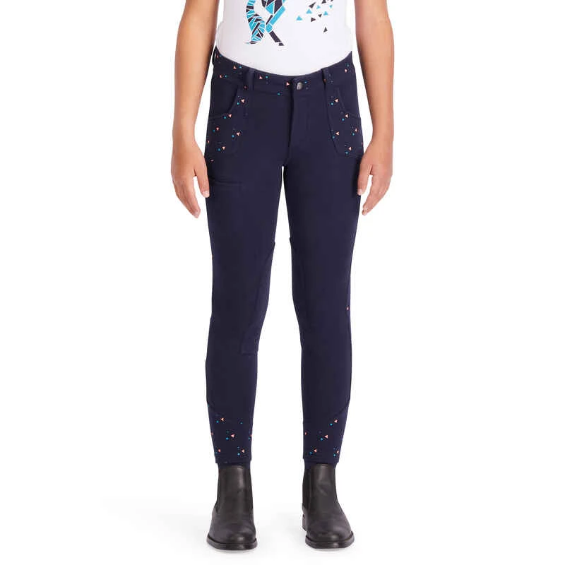 Pantalon équitation Fille 120 PRINT Marine à Points Rose 4 Pantalon équitation Fille 120 PRINT Marine à Points Rose – Image 4