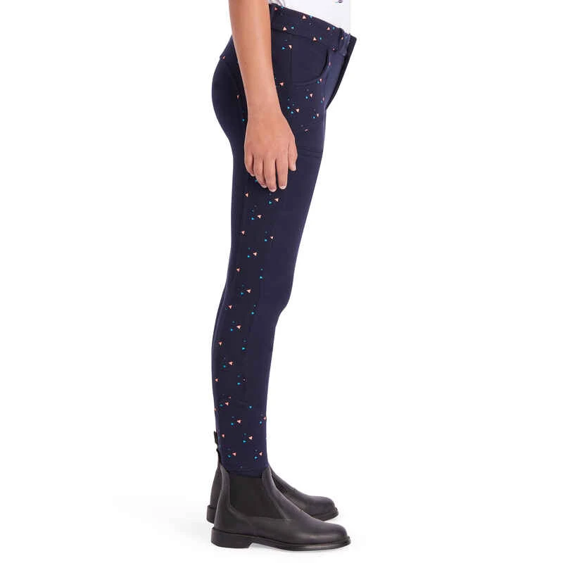 Pantalon équitation Fille 120 PRINT Marine à Points Rose 5 Pantalon équitation Fille 120 PRINT Marine à Points Rose – Image 5