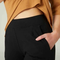 Pantalon Carotte Fitness Femme - 120 Noir -Magasin De Vêtements De Sport pantalon fitness femme coton carotte 120 noir 4