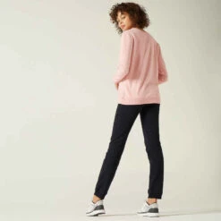 Pantalon Jogging Fitness Femme Coton Coupe Droite Sans Poche - 120 Noir -Magasin De Vêtements De Sport pantalon jogging leger fitness coupe droite noir 2