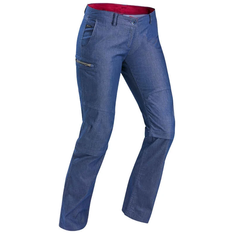 Pantalon Modulable De Trek Voyage - TRAVEL 100 Denim Bleu Femme 2 Pantalon Modulable De Trek Voyage - TRAVEL 100 Denim Bleu Femme – Image 2