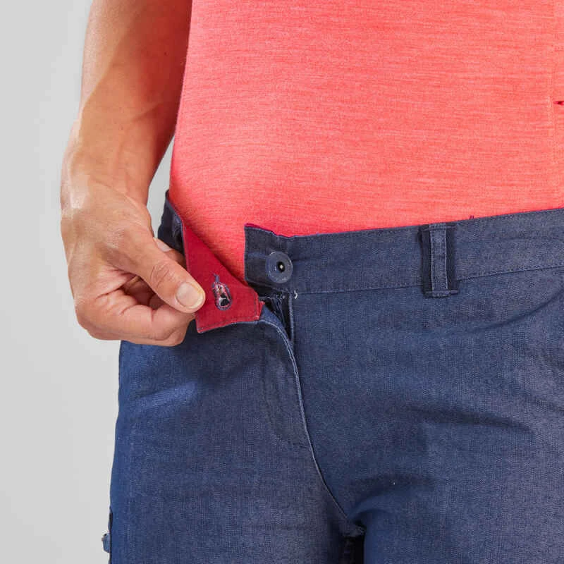 Pantalon Modulable De Trek Voyage - TRAVEL 100 Denim Bleu Femme 11 Pantalon Modulable De Trek Voyage - TRAVEL 100 Denim Bleu Femme – Image 11