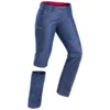 Pantalon Modulable De Trek Voyage - TRAVEL 100 Denim Bleu Femme