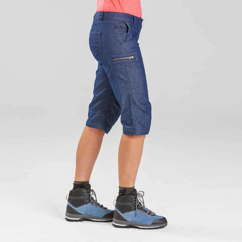 Pantalon Modulable De Trek Voyage - TRAVEL 100 Denim Bleu Femme 10 Pantalon Modulable De Trek Voyage - TRAVEL 100 Denim Bleu Femme – Image 10