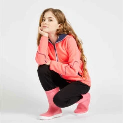 Tribord Veste Polaire Chaude Réversible Enfant Sailing 500 Navy Rose -Magasin De Vêtements De Sport polaire reversible enfant 500 reversible bleu fluo 11
