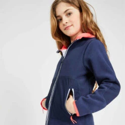 Tribord Veste Polaire Chaude Réversible Enfant Sailing 500 Navy Rose -Magasin De Vêtements De Sport polaire reversible enfant 500 reversible bleu fluo 3