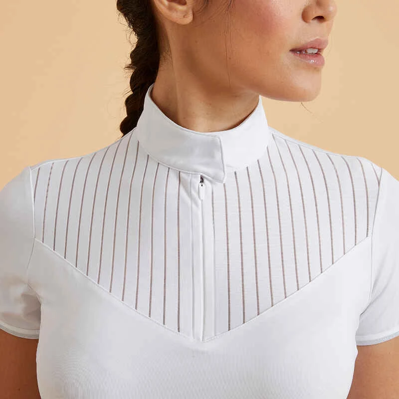 Polo Concours équitation Femme Manches Courtes Blanc 500 3 Polo Concours équitation Femme Manches Courtes Blanc 500 – Image 3