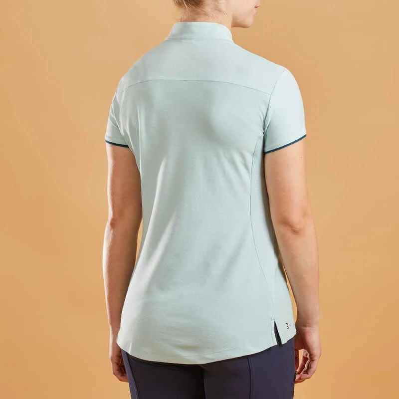 Polo Manches Courtes équitation Femme 500 Vert 2 Polo Manches Courtes équitation Femme 500 Vert – Image 2