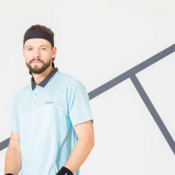 Polo Tennis Manches Courtes Homme - ARTENGO DRY Bleu Ciel Gris -Magasin De Vêtements De Sport polo tennis manches courtes homme tpo dry marine bleu ciel 3