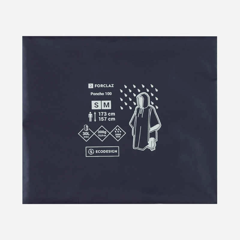 Poncho Pluie De Randonnée - FORCLAZ MT 100 BLEU 30L 4 Poncho Pluie De Randonnée - FORCLAZ MT 100 BLEU 30L – Image 4