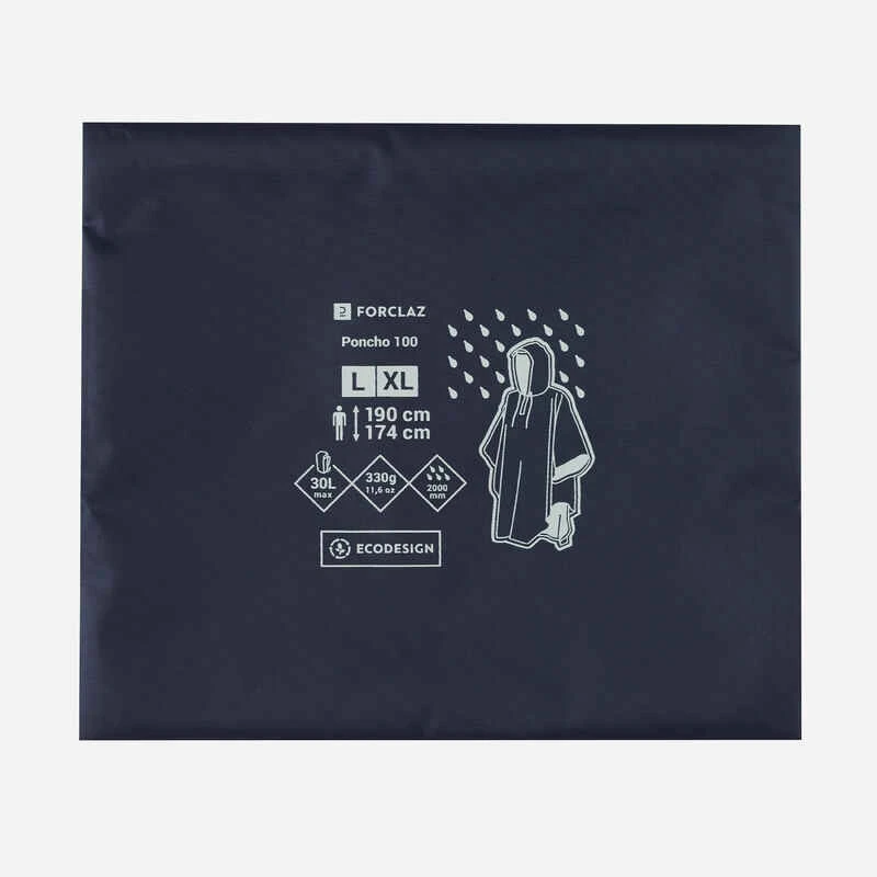 Poncho Pluie De Randonnée - FORCLAZ MT 100 BLEU 30L 5 Poncho Pluie De Randonnée - FORCLAZ MT 100 BLEU 30L – Image 5
