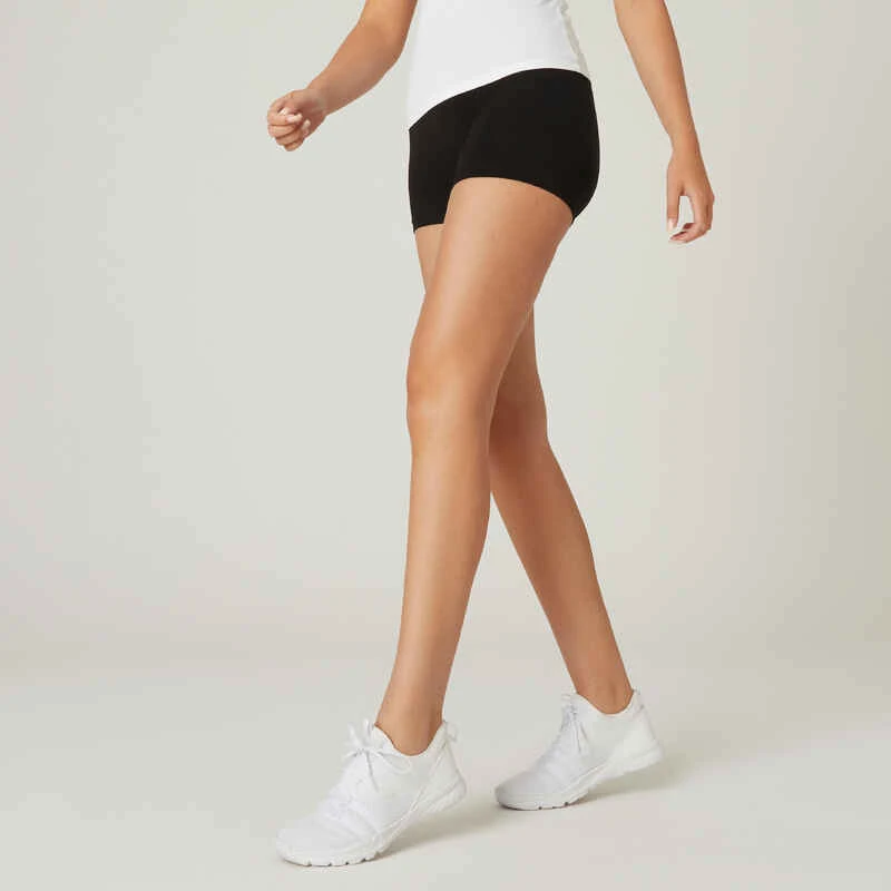Short Slim Fitness Femme - 500 Noir 1 Short Slim Fitness Femme - 500 Noir