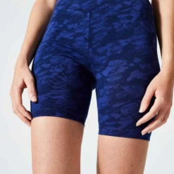 Short Cycliste Fitness Femme - 500 Imprimé Bleu Marine -Magasin De Vêtements De Sport short cycliste fitness femme 500 imprime bleu marine 2