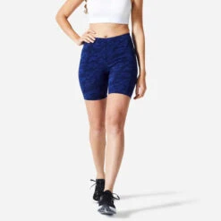 Short Cycliste Fitness Femme - 500 Imprimé Bleu Marine