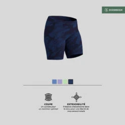 Short Cycliste Fitness Femme - 500 Imprimé Bleu Marine -Magasin De Vêtements De Sport short cycliste fitness femme 500 imprime bleu marine 5