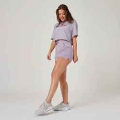 Short Fitness Femme Coton Avec Poche - 520 Mauve -Magasin De Vêtements De Sport short fitness femme majorite coton ecru 2