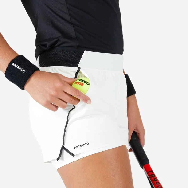 Artengo Short Tennis Light 2 En 1 Femme - Light 900 Blanc Cassé 6 Artengo Short Tennis Light 2 En 1 Femme - Light 900 Blanc Cassé – Image 6